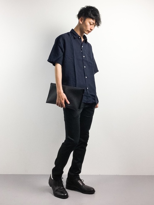 比率 かなり プロフィール ネイビー 半袖 シャツ コーデ Sqore Net