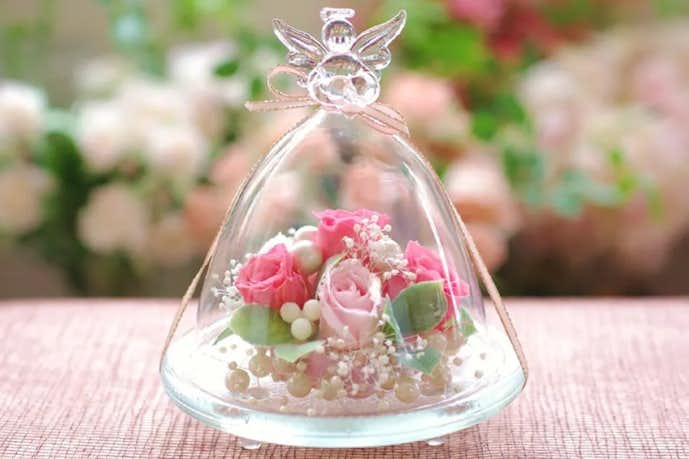 結婚祝いに人気のプリザーブドフラワー：IPFA ガラスドーム プリザーブドフラワー.jpg
