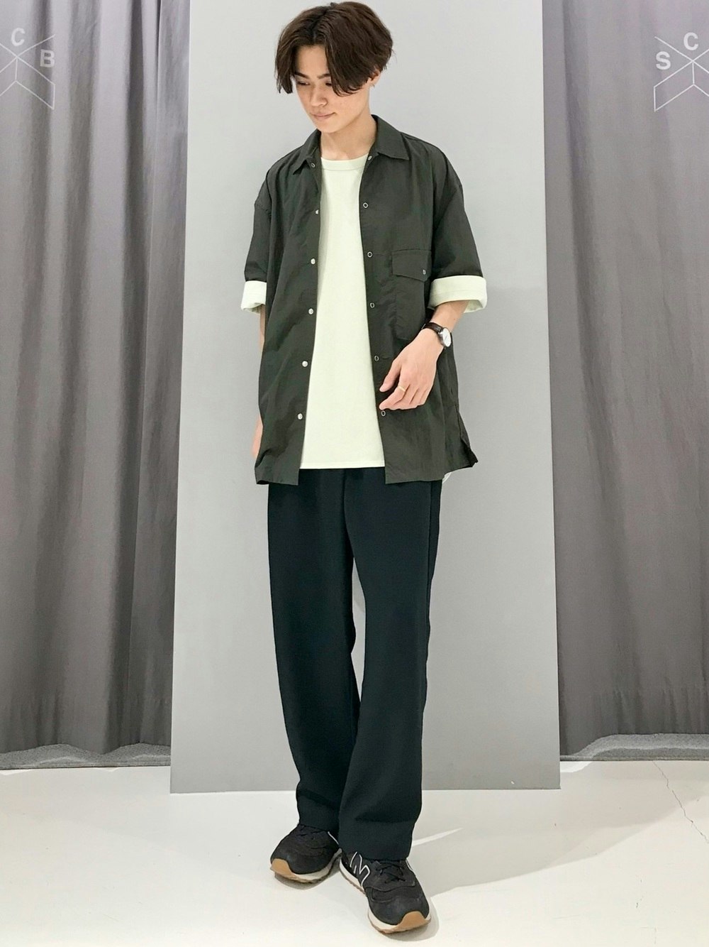 カーキ シャツジャケット