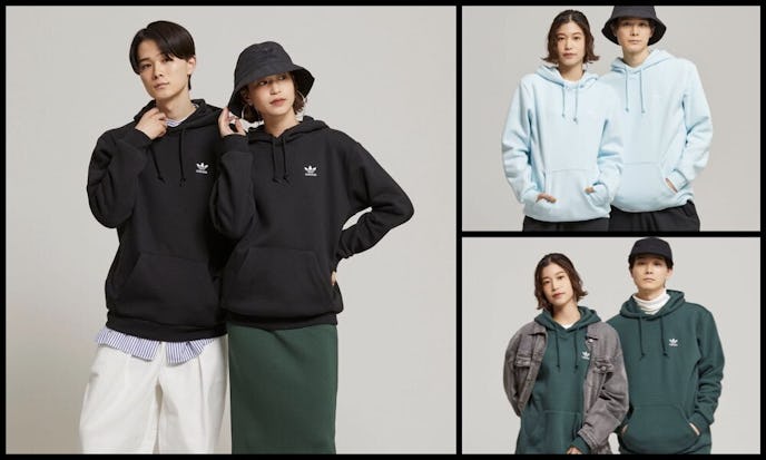 付き合いたての彼女にアディダスのペアパーカー
