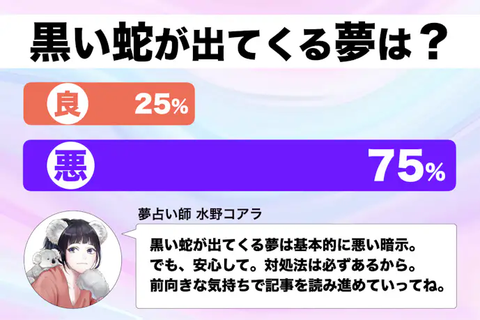 【夢占い】黒い蛇の夢の意味｜状況別にスピリチュアル的な暗示を診断！