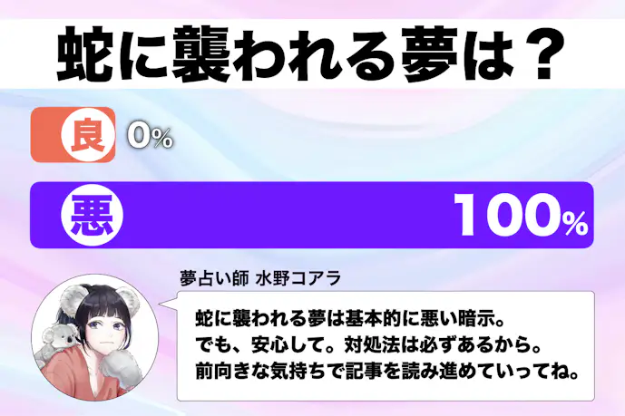 【夢占い】蛇に襲われる夢の意味。怖いほど当たるスピリチュアル心理診断！