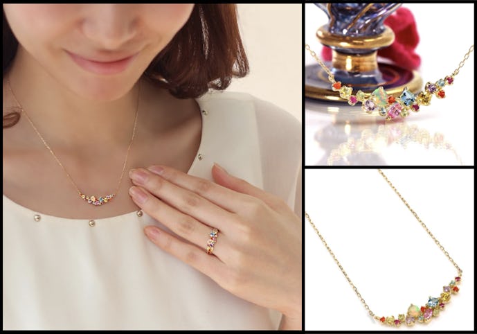 30代彼女へのネックレスのプレゼントはビズーの「マルチカラージュエル 18Kゴールドネックレス」