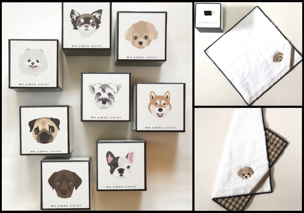 70代女性が喜ぶプレゼント　MR. & MRS. CHIEF（ミスターアンドミセスチーフ） ハンカチ［INU］
