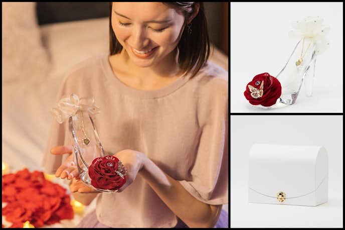 彼女の誕生日プレゼントにメリアルームのシンデレラのガラスの靴プリンセスローズ