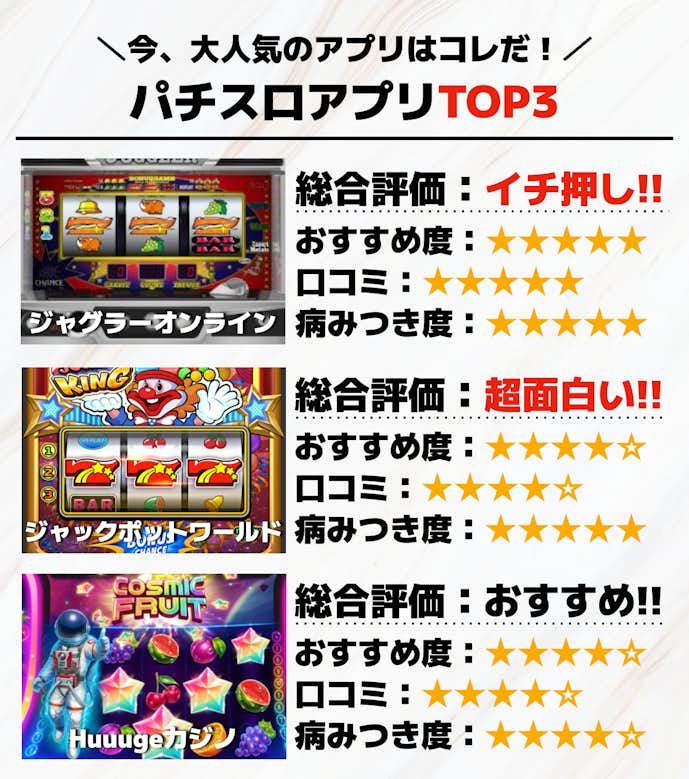 パチスロアプリのおすすめTOP3