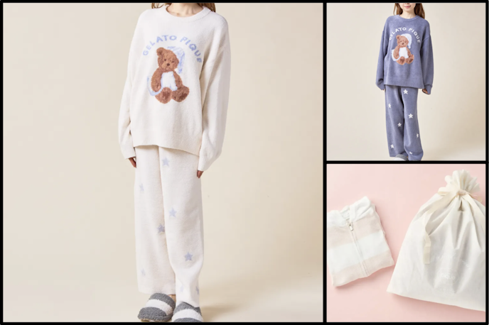 20代彼女が喜ぶルームウェア1. gelatopique(ジェラートピケ) GOOD NIGHT BEAR JQDプルオーバー&スターJQDロングパンツ