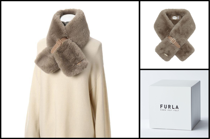 社会人彼女が喜ぶマフラーランキング第2位:FURLA(フルラ) ベルト付きフェイクファーマフラー