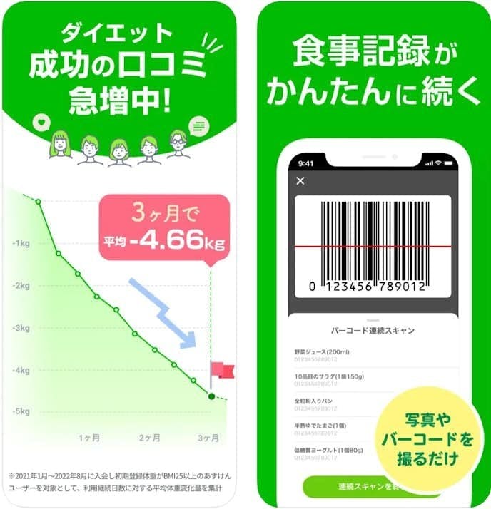 あすけんダイエットのプレイ画面
