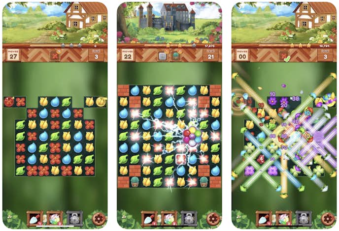 ガーデンドリームライフ：フラワーマッチ3パズルのプレイ画面