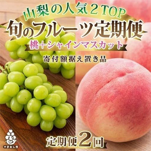 おすすめの山梨県山梨市のふるさと納税に山梨県産人気果物2種 桃・シャインマスカット定期便 全2回