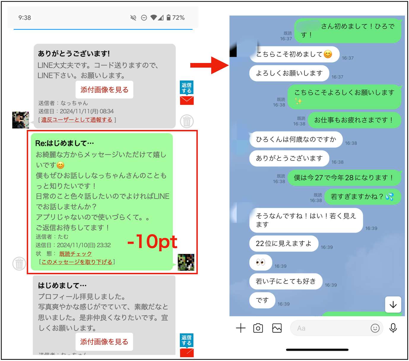 華の会で出会ったセフレとLINE交換した時のメッセージ写真