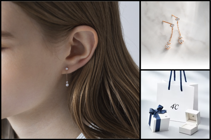 彼女に喜ばれるアクセサリーのクリスマスプレゼントは4℃のK10ピンクゴールド ピアス