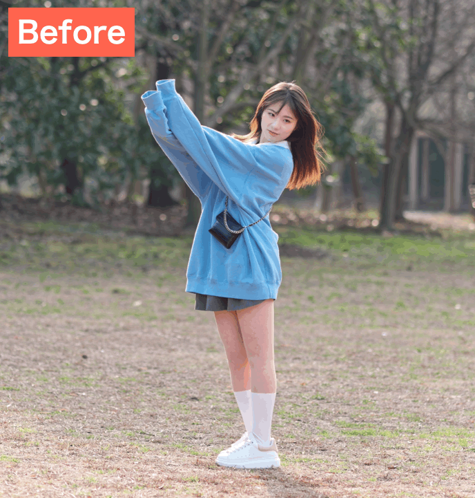 BeautyPlusで痩せたように加工した画像