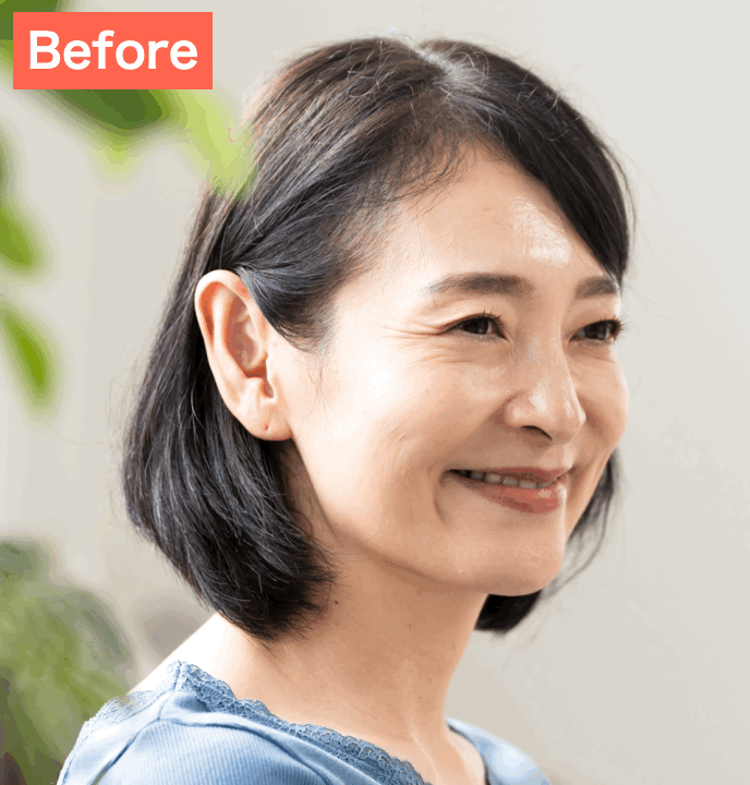 BeautyPlusで白髪を加工した画像