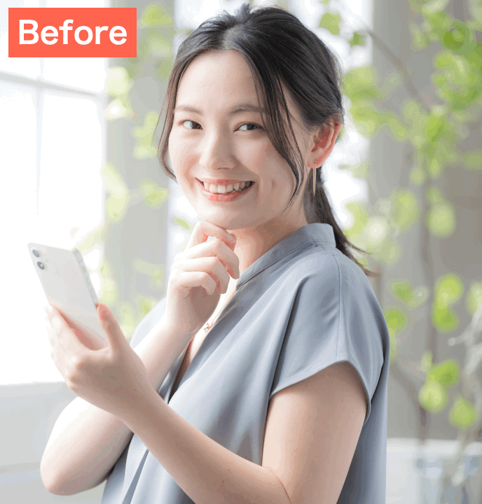 BeautyPlusで顔の形を補正した画像