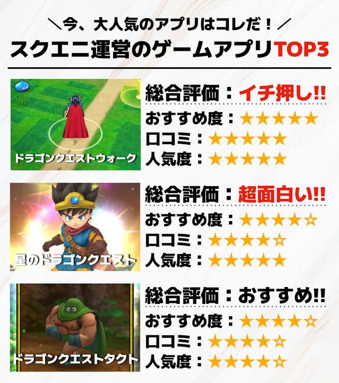 スクエニゲームアプリTOP3