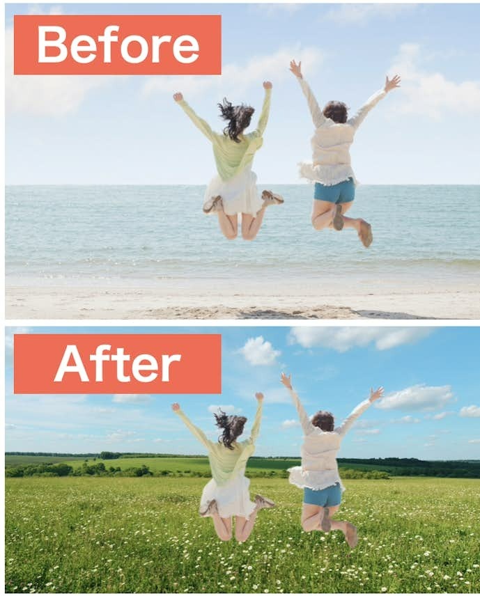 BeautyPlusで写真の背景を変えた画像