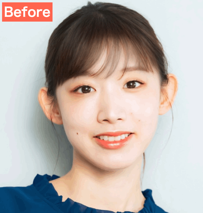BeautyPlusで写真の目を大きくした画像