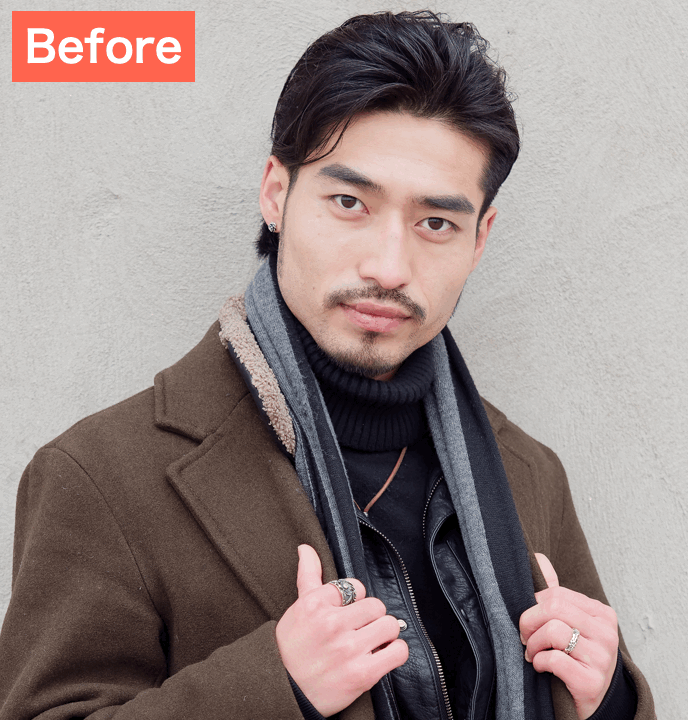  BeautyPlusで髭を消した画像