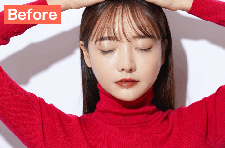 BeautyPlusで顔の表情を変えた画像