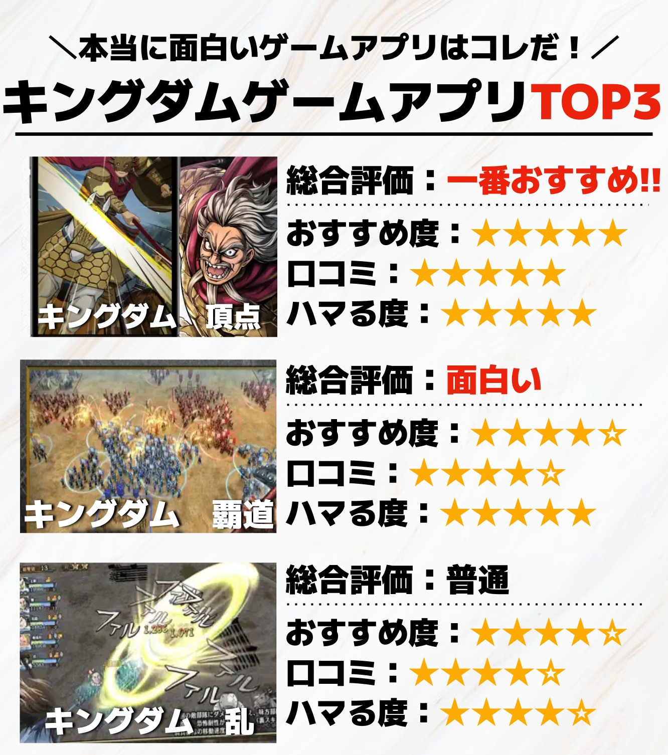 キングダムゲームアプリTOP3