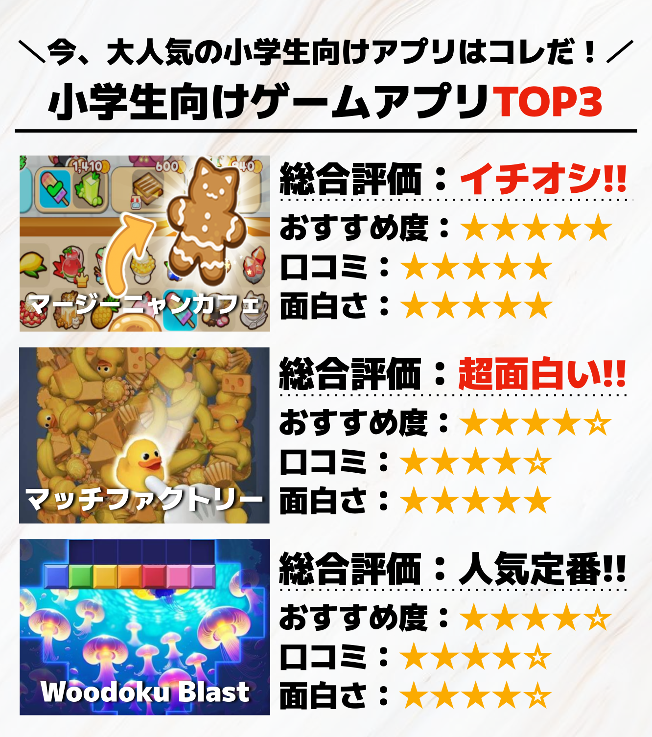 小学生向けゲームアプリTOP3