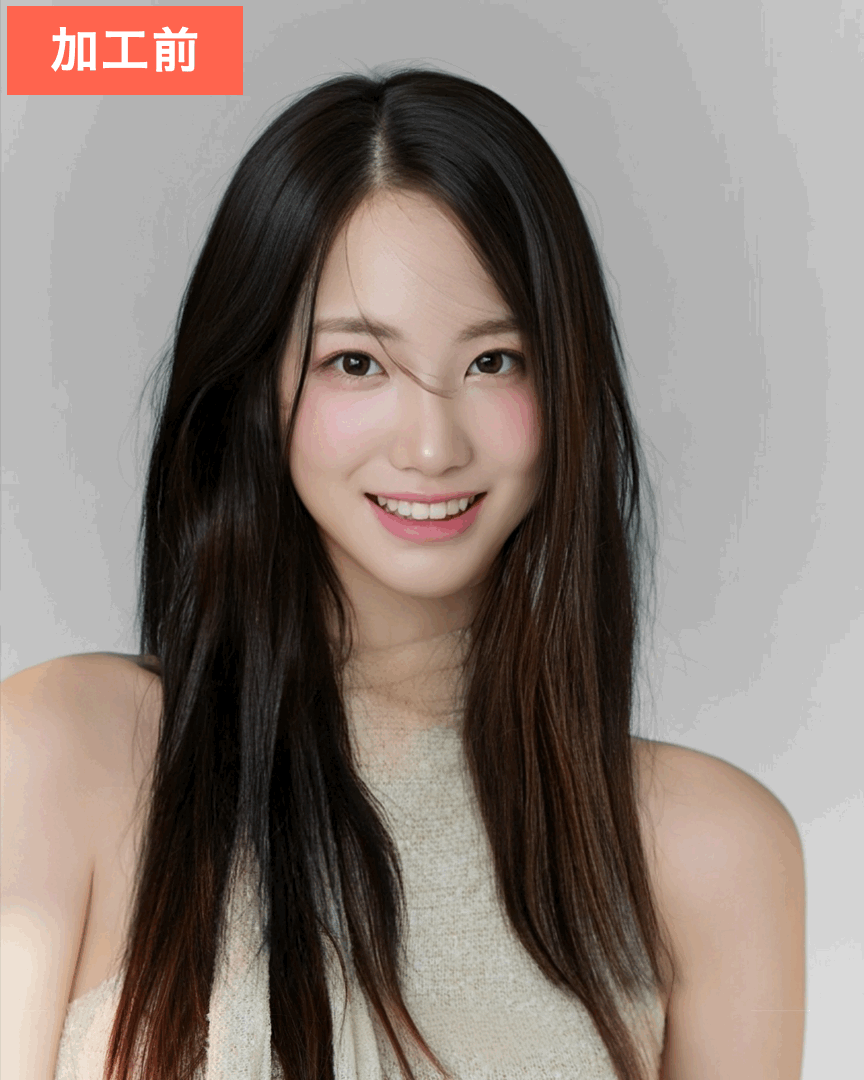 BeautyPlusで前髪を修正したGIF画像