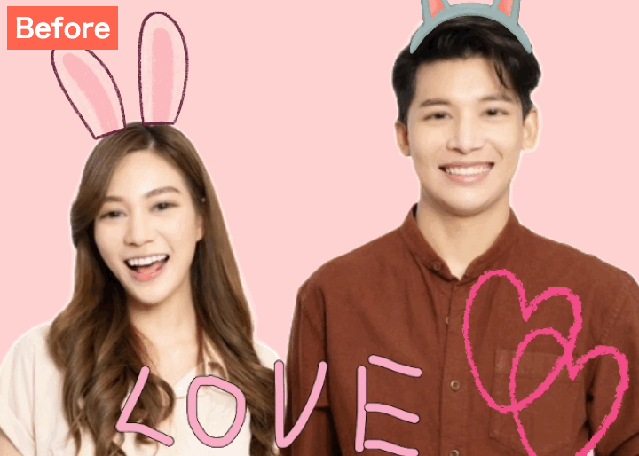 BeautyPlusでプリクラの髪の毛を加工した画像