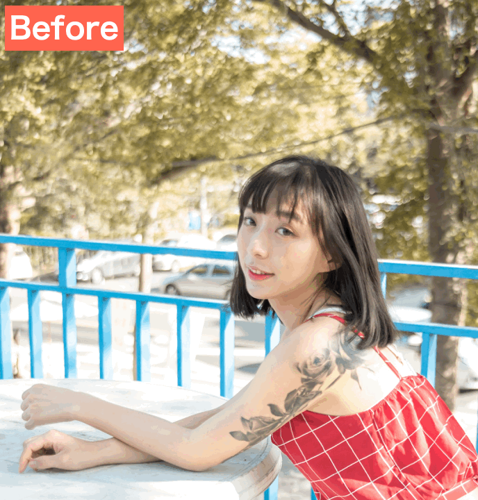 BeautyPlusで写真のタトゥーを消した画像