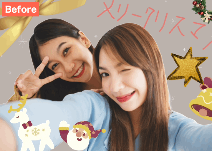 BeautyPlusでプリクラの髪の毛を加工した画像