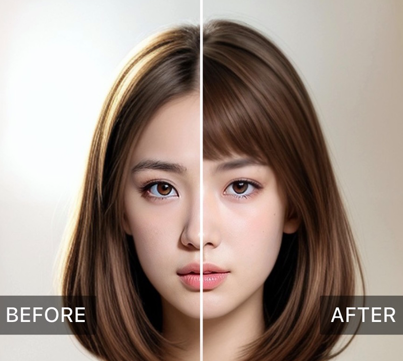 YouCam メイクで前髪ありなしを診断してみた