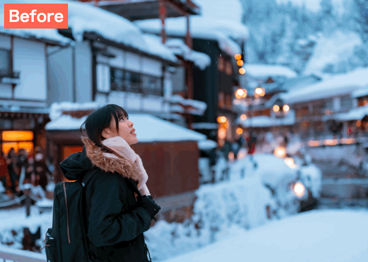 SNOWで映画風の字幕をつけた画像
