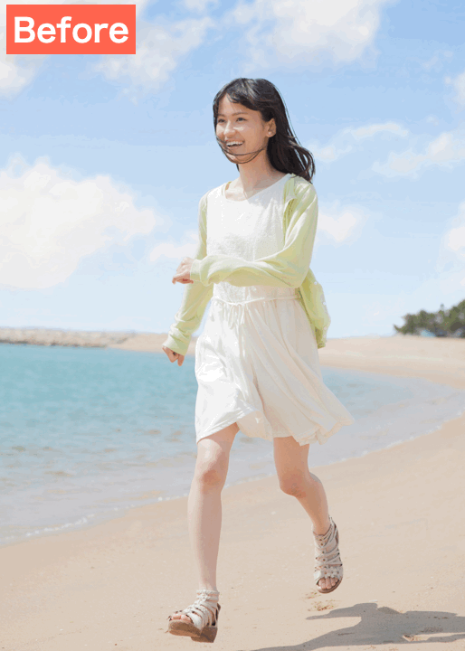 BeautyPlusで写真の身長を伸ばした画像