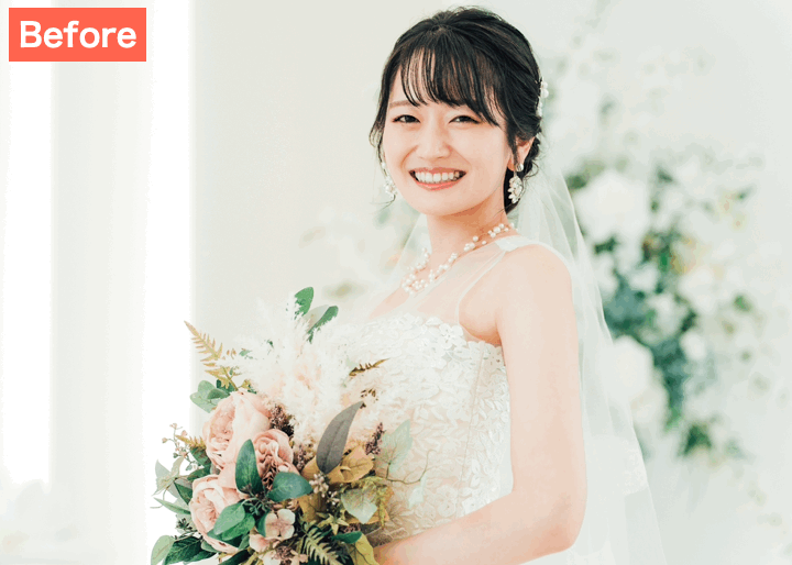 BeautyPlusでウェディングフォトを綺麗に加工した画像