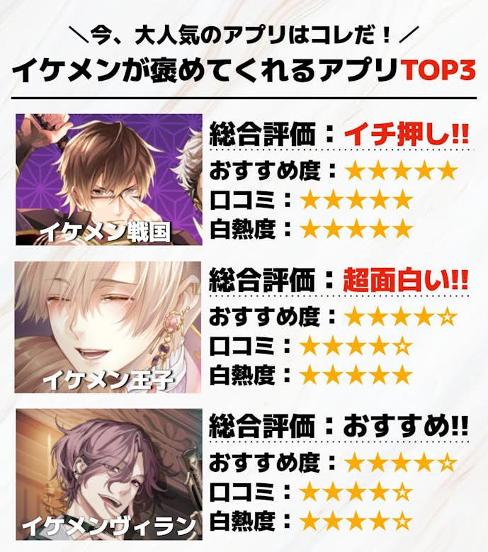 イケメンが褒めてくれるアプリTOP3.jpg