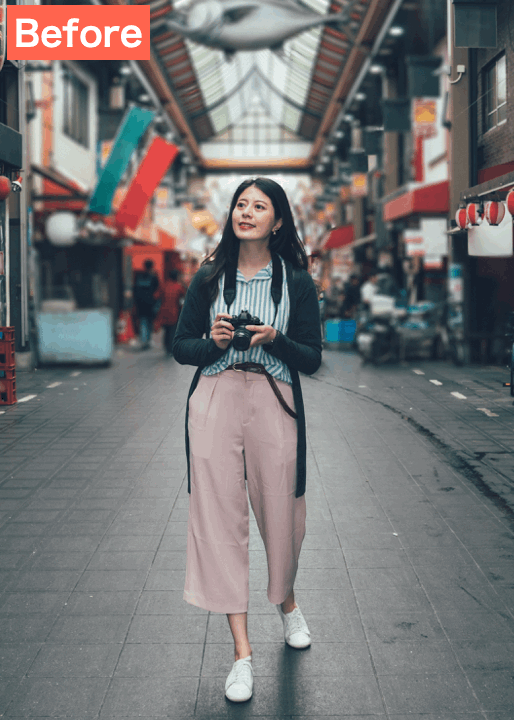 BeautyPlusで写真の身長を伸ばした画像