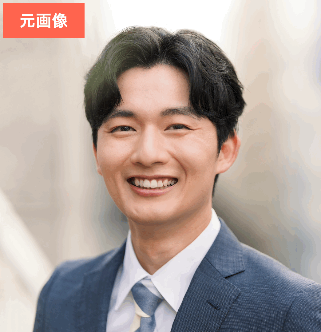 YouCamメイクで髪型を坊主にした画像