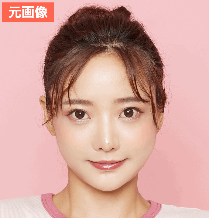 BeautyPlusの『メイクアップ』で眉毛を加工した画像