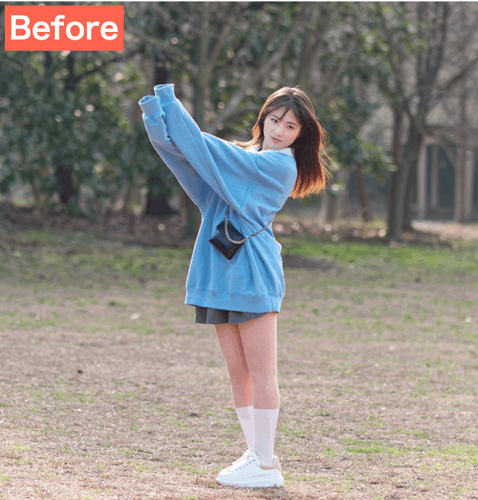 SNOWで写真の身長を伸ばした画像