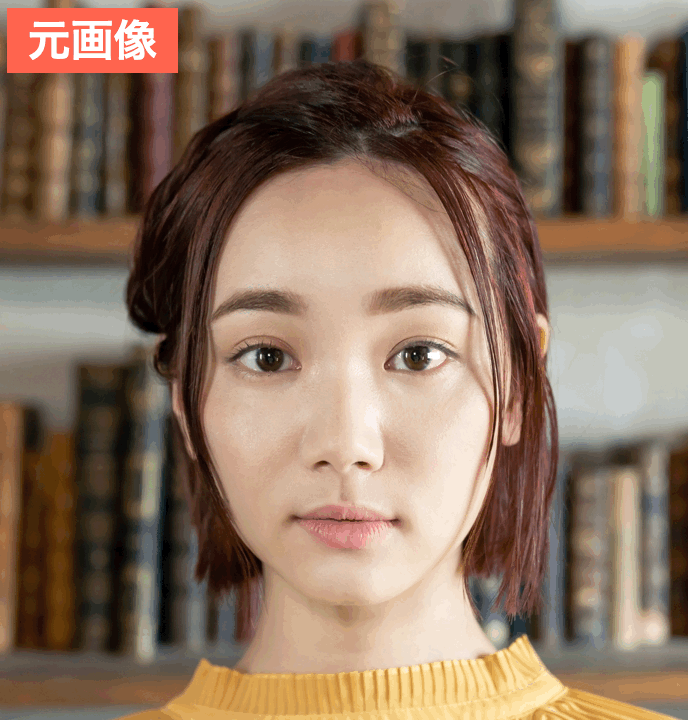 BeautyPlusの『リシェイプ』で眉毛を加工した画像