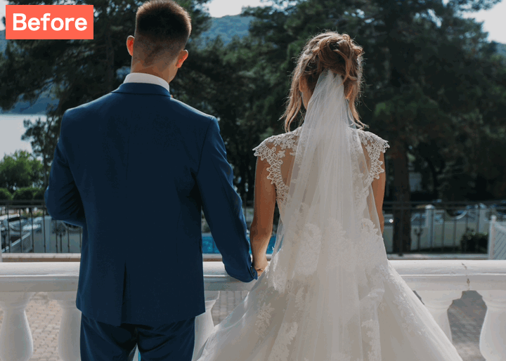 BeautyPlusでウェディングフォトを綺麗に加工した画像