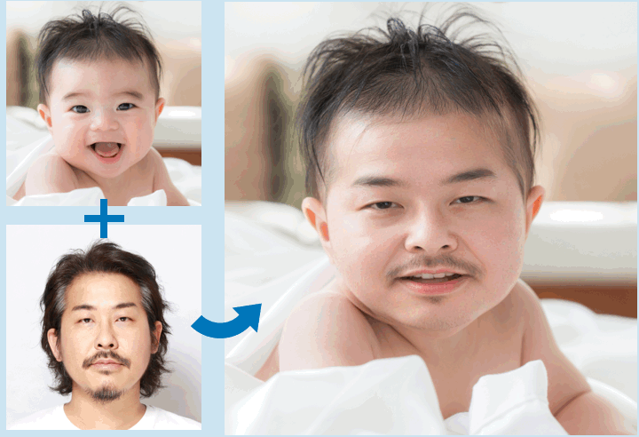 BeautyPlusで顔を交換した画像