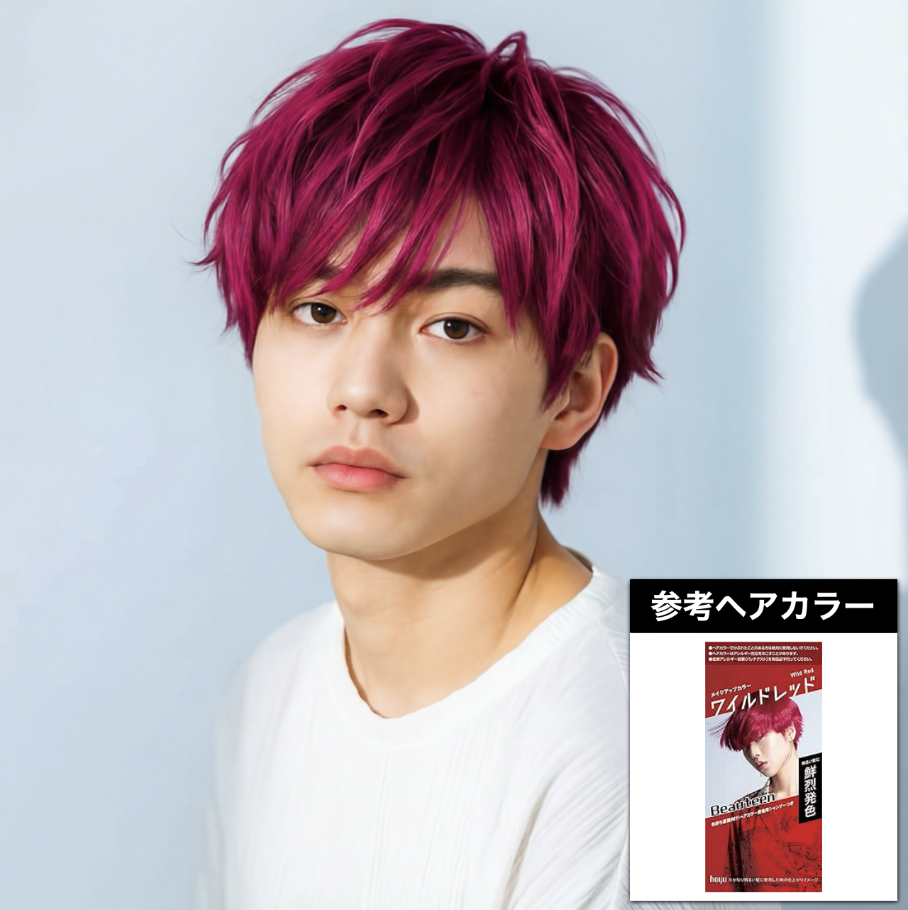 赤髪×ウルフショート×シャープな束感：「ビューティーン メイクアップカラー ワイルドレッド」で近いニュアンスに！