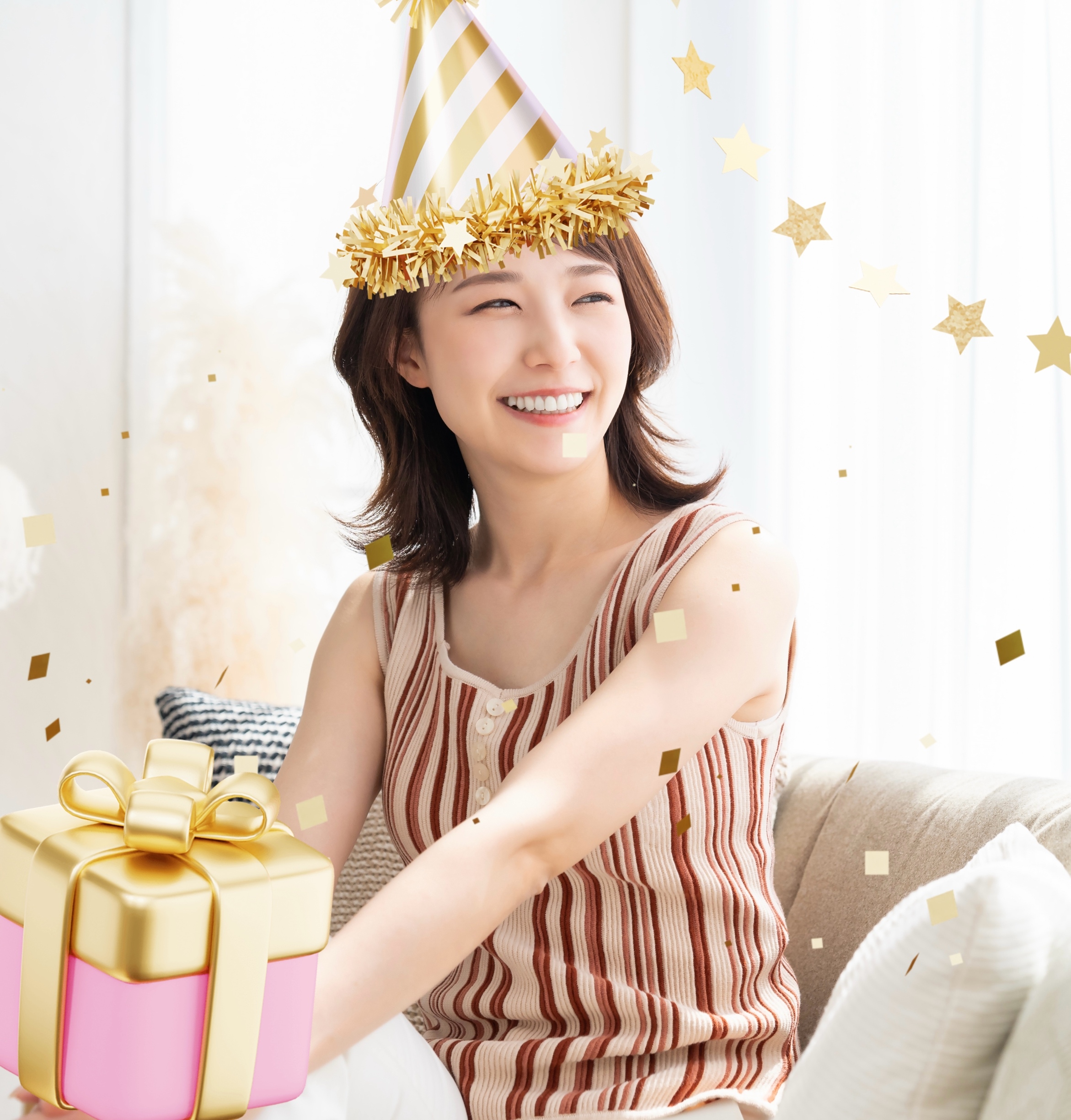 BeautyPlusで誕生日の写真を加工した画像