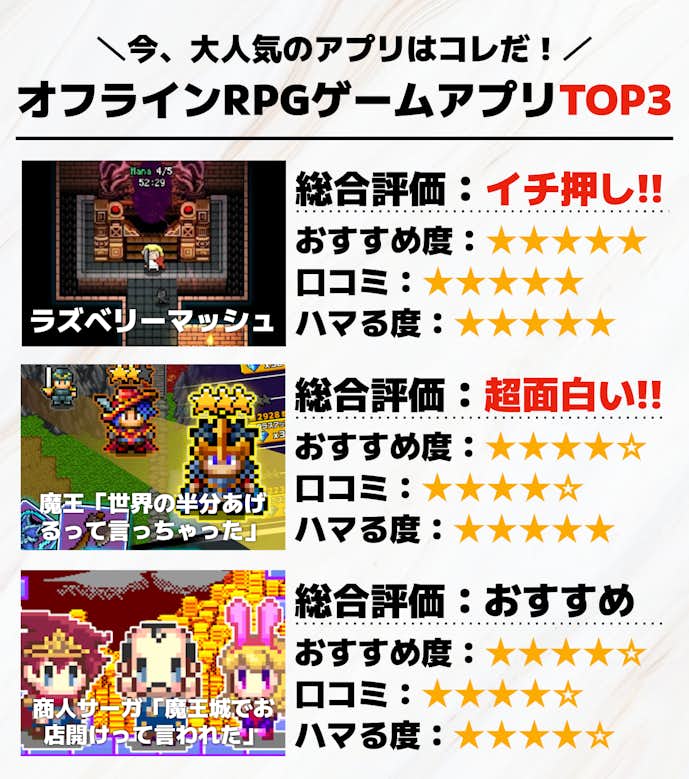 オフラインRPGアプリTOP3
