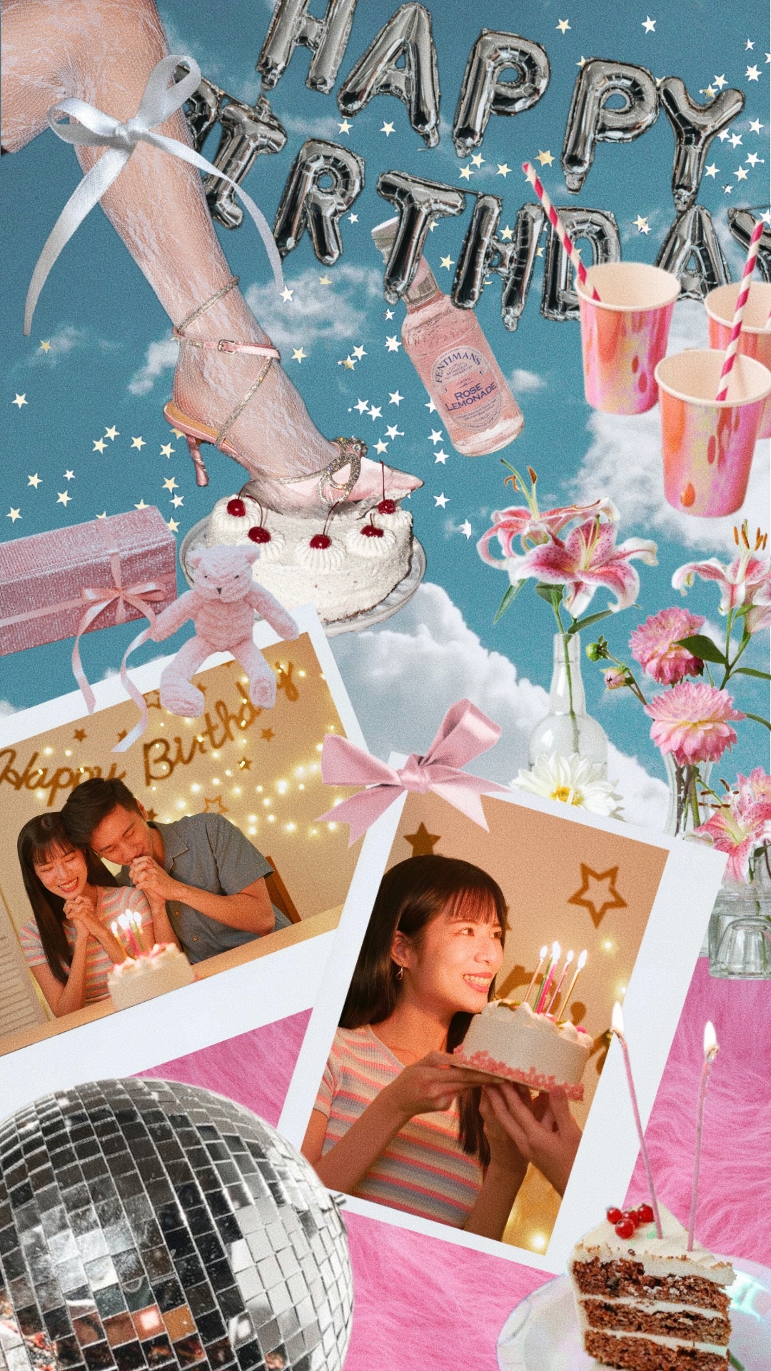 BeautyPlusで誕生日の写真を加工した画像