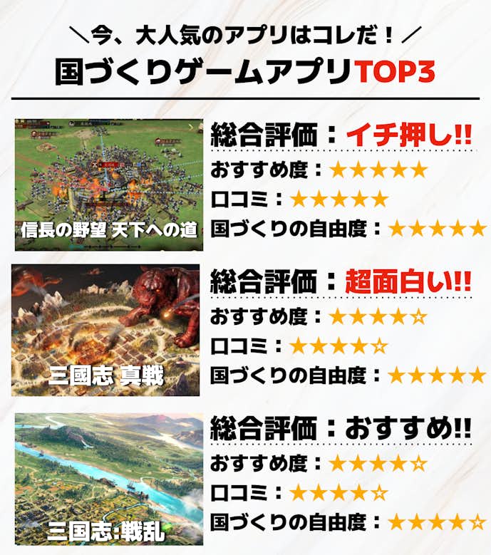 国づくりゲームアプリTOP3