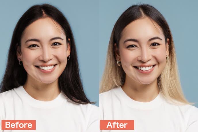 BeautyCamで髪色を金髪にした画像