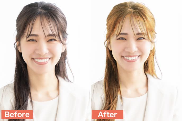ヘアカラー シュミレーションで髪色を金髪にした画像